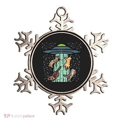 Cats Abducted By Ufo Funny Alien Space Lover Ornament