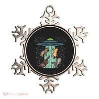 Cats Abducted By Ufo Funny Alien Space Lover Ornament thumb 0