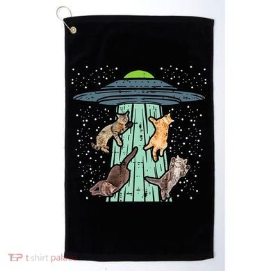 Cats Abducted By Ufo Funny Alien Space Lover Golf Towel