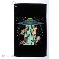 Cats Abducted By Ufo Funny Alien Space Lover Golf Towel thumb 0