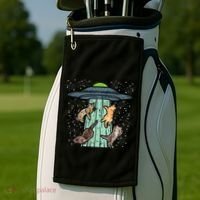 Cats Abducted By Ufo Funny Alien Space Lover Golf Towel thumb 2