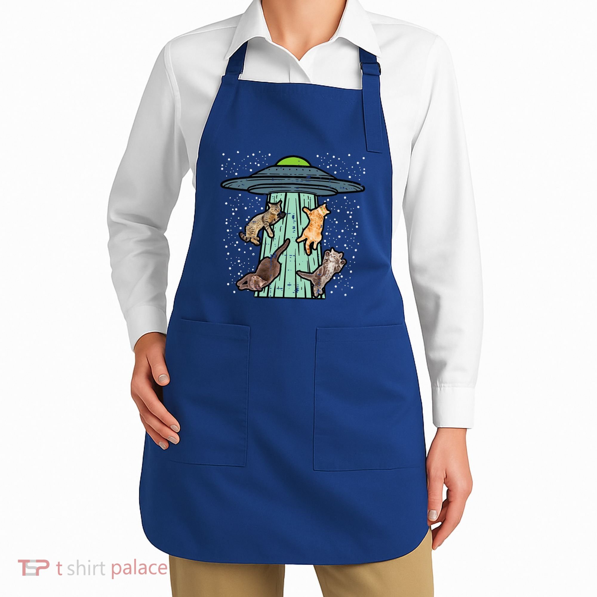 Cats Abducted By Ufo Funny Alien Space Lover Apron