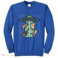 Cats Abducted By Ufo Funny Alien Space Lover Sweatshirt thumb 0
