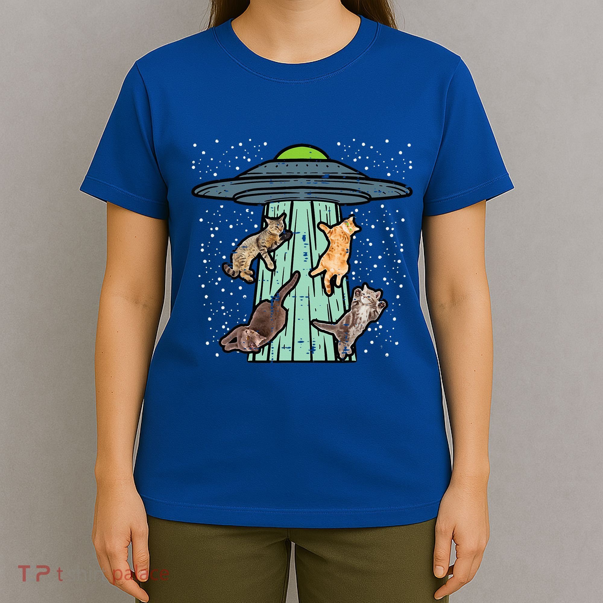 Cats Abducted By Ufo Funny Alien Space Lover T-Shirt