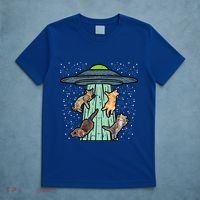 Cats Abducted By Ufo Funny Alien Space Lover T-Shirt thumb 5