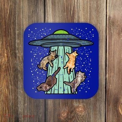 Cats Abducted By Ufo Funny Alien Space Lover Coaster