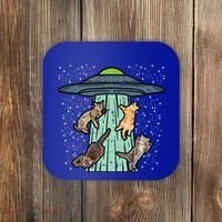 Cats Abducted By Ufo Funny Alien Space Lover Coaster thumb 0