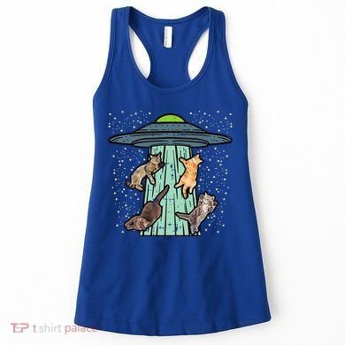 Cats Abducted By Ufo Funny Alien Space Lover Women's Tank Top