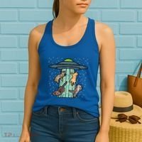 Cats Abducted By Ufo Funny Alien Space Lover Women's Tank Top thumb 2