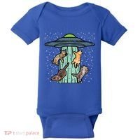 Cats Abducted By Ufo Funny Alien Space Lover Baby Bodysuit thumb 0