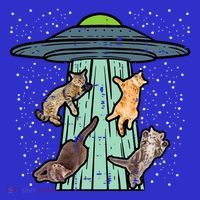 Cats Abducted By Ufo Funny Alien Space Lover Baby Bodysuit thumb 2