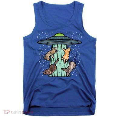 Cats Abducted By Ufo Funny Alien Space Lover Tank Top