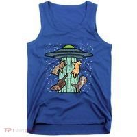 Cats Abducted By Ufo Funny Alien Space Lover Tank Top thumb 0