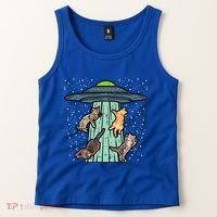 Cats Abducted By Ufo Funny Alien Space Lover Tank Top thumb 2