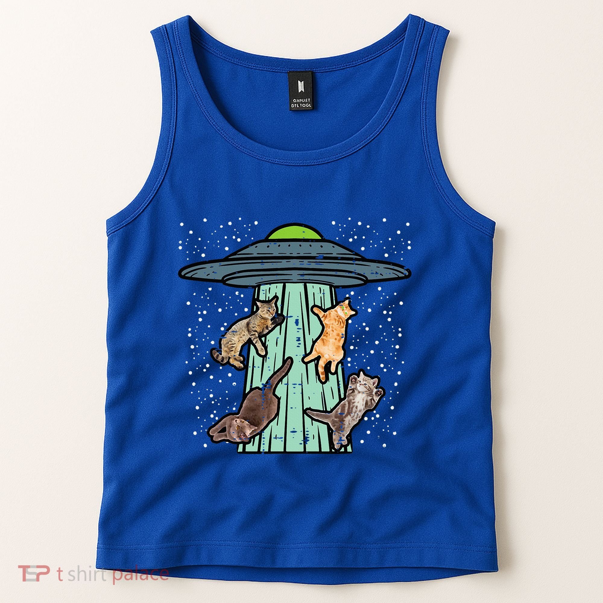 Cats Abducted By Ufo Funny Alien Space Lover Tank Top