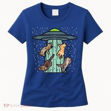 Cats Abducted By Ufo Funny Alien Space Lover Women's T-Shirt