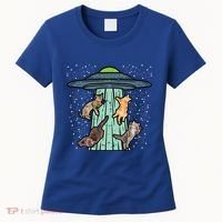 Cats Abducted By Ufo Funny Alien Space Lover Women's T-Shirt thumb 0