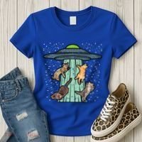 Cats Abducted By Ufo Funny Alien Space Lover Women's T-Shirt thumb 3