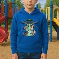 Cats Abducted By Ufo Funny Alien Space Lover Kids Hoodie thumb 2