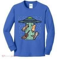 Cats Abducted By Ufo Funny Alien Space Lover Kids Long Sleeve Shirt thumb 0