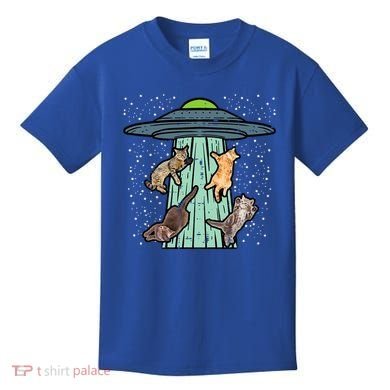 Cats Abducted By Ufo Funny Alien Space Lover Kids T-Shirt