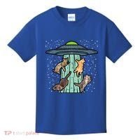 Cats Abducted By Ufo Funny Alien Space Lover Kids T-Shirt thumb 0