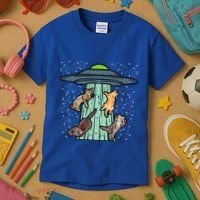 Cats Abducted By Ufo Funny Alien Space Lover Kids T-Shirt thumb 3