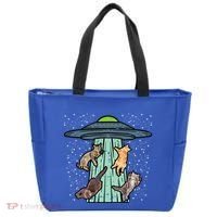 Cats Abducted By Ufo Funny Alien Space Lover Tote Bag thumb 0
