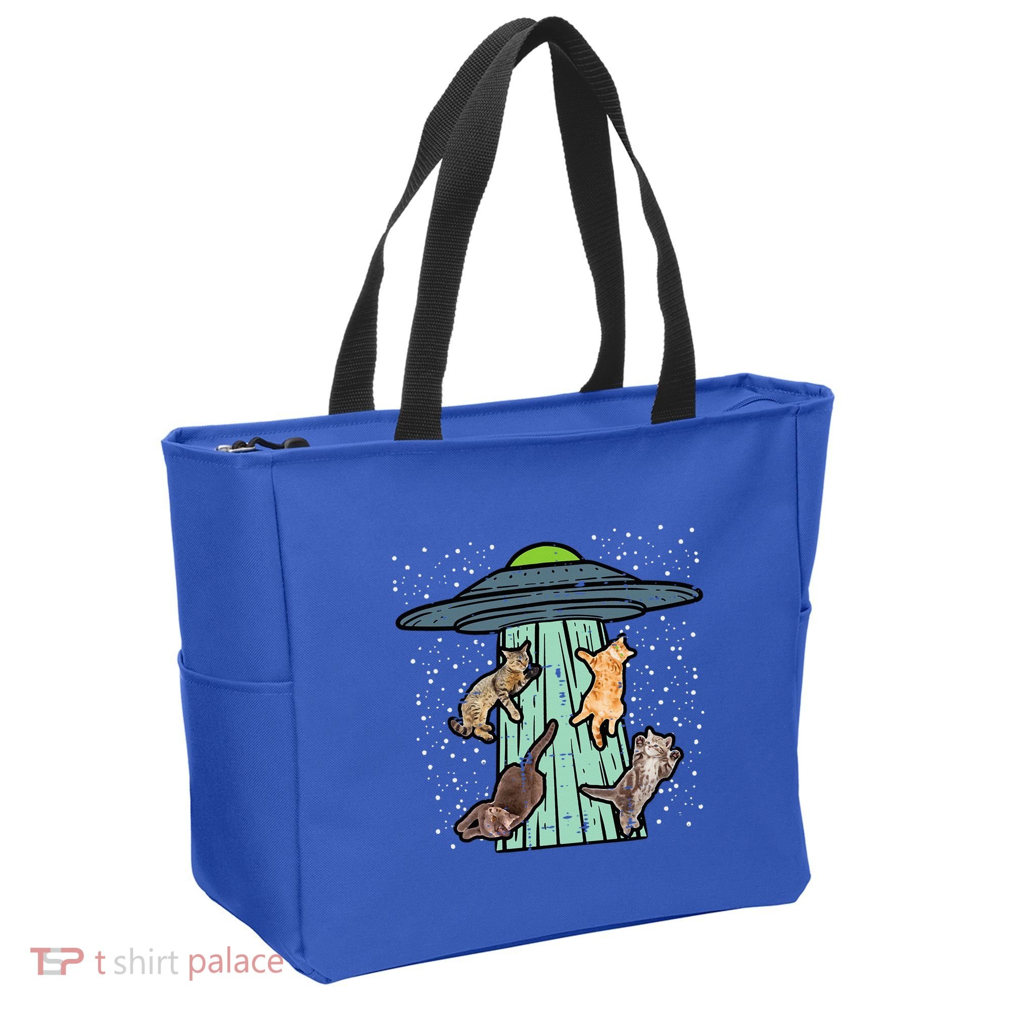 Cats Abducted By Ufo Funny Alien Space Lover Tote Bag