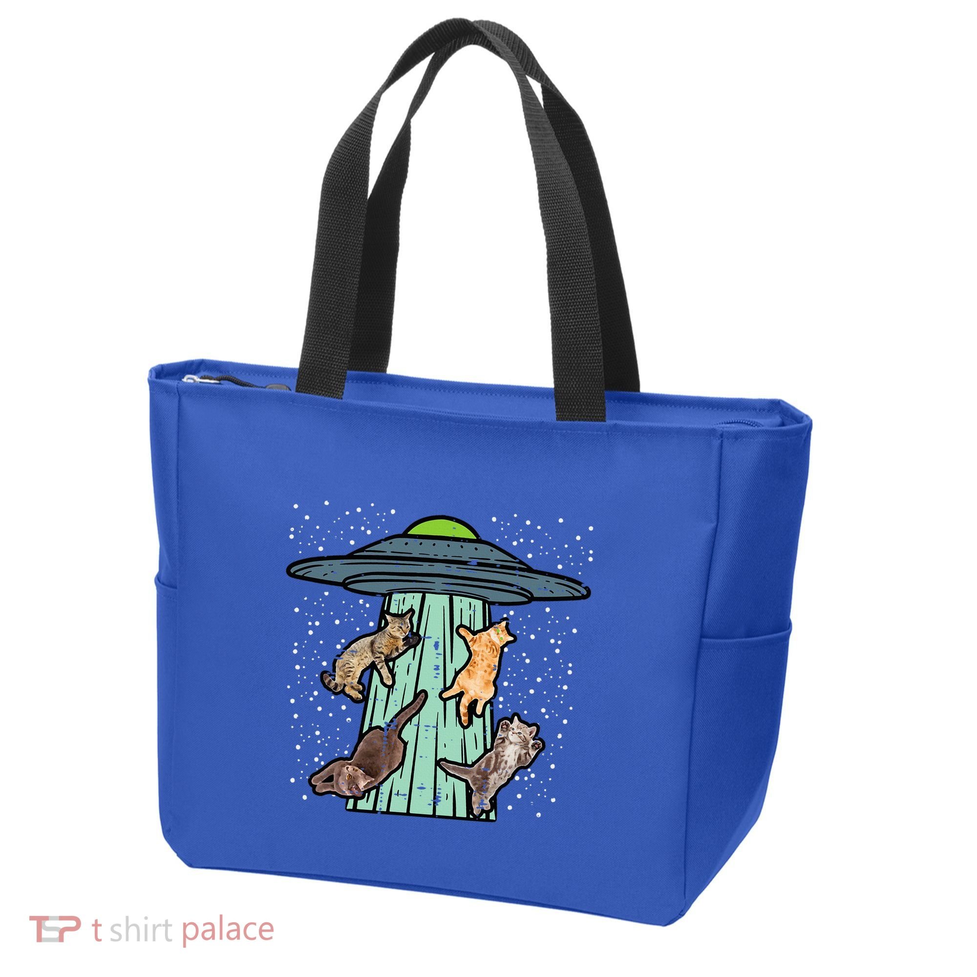 Cats Abducted By Ufo Funny Alien Space Lover Tote Bag