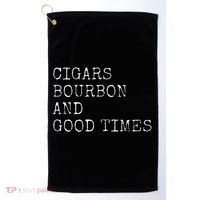 Cigars and Bourbon Good Times Drinking Smoking Golf Towel thumb 0