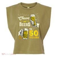 Cheers And Beers To 50 Years Old Beer 50th Birthday Beer Garment-Dyed Women's Muscle Tee thumb 0