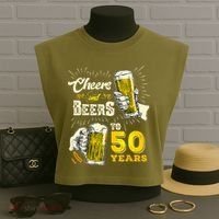 Cheers And Beers To 50 Years Old Beer 50th Birthday Beer Garment-Dyed Women's Muscle Tee thumb 3
