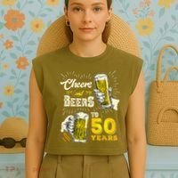 Cheers And Beers To 50 Years Old Beer 50th Birthday Beer Garment-Dyed Women's Muscle Tee thumb 4
