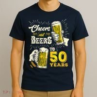 Cheers And Beers To 50 Years Old Beer 50th Birthday Beer T-Shirt thumb 3