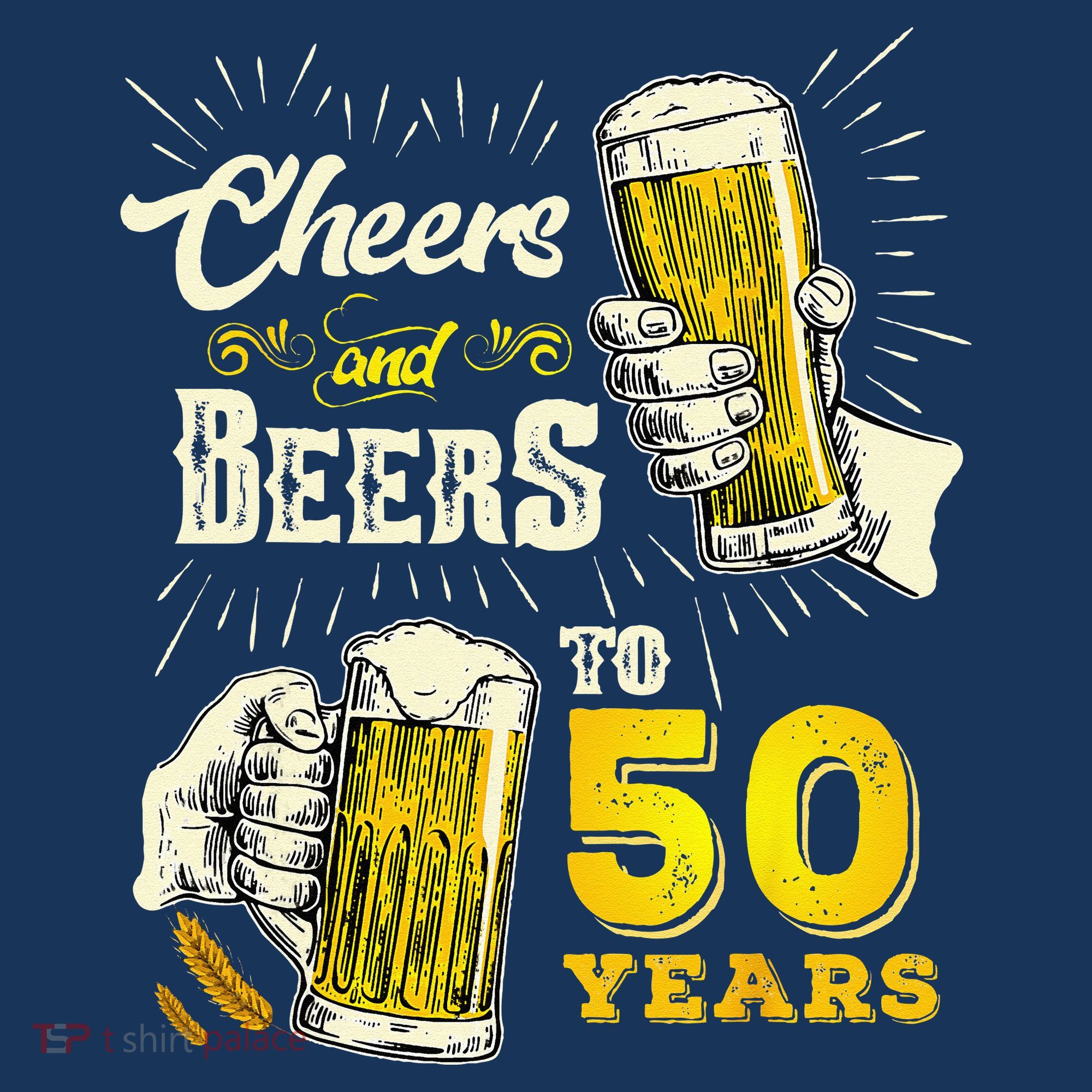 Cheers And Beers To 50 Years Old Beer 50th Birthday Beer V-Neck T-Shirt