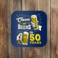 Cheers And Beers To 50 Years Old Beer 50th Birthday Beer Coaster thumb 0