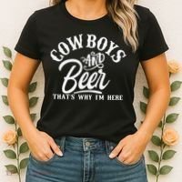 Cowboys And Beer Thats Why I'm Here Funny Beer Saying Women's T-Shirt thumb 2