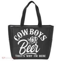 Cowboys And Beer Thats Why I'm Here Funny Beer Saying Tote Bag thumb 0