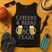 Cheers and Beers to 60 Years - 60th Birthday Gift Tank Top thumb 4
