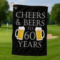 Cheers and Beers to 60 Years - 60th Birthday Gift Golf Towel thumb 1