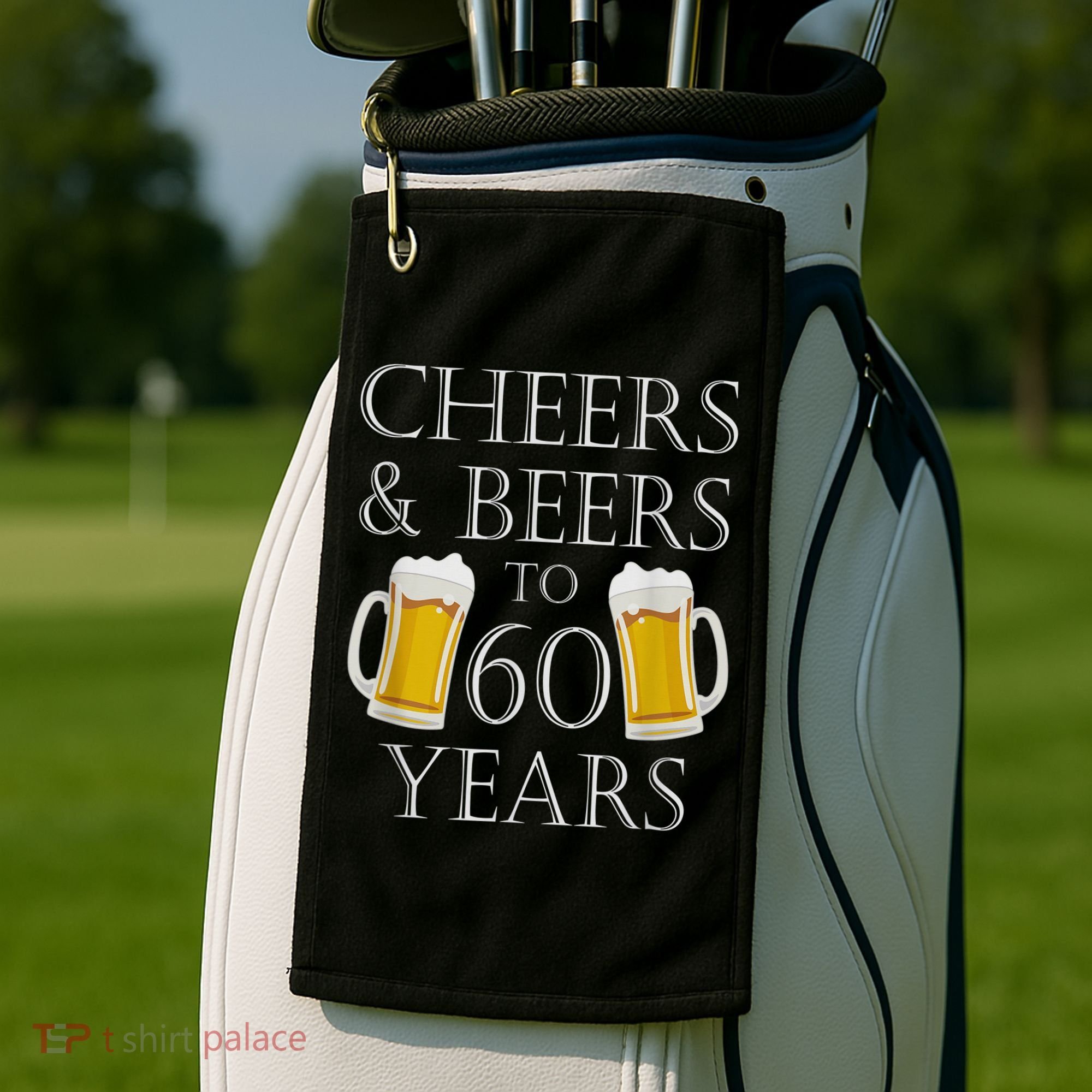 Cheers and Beers to 60 Years - 60th Birthday Gift Golf Towel