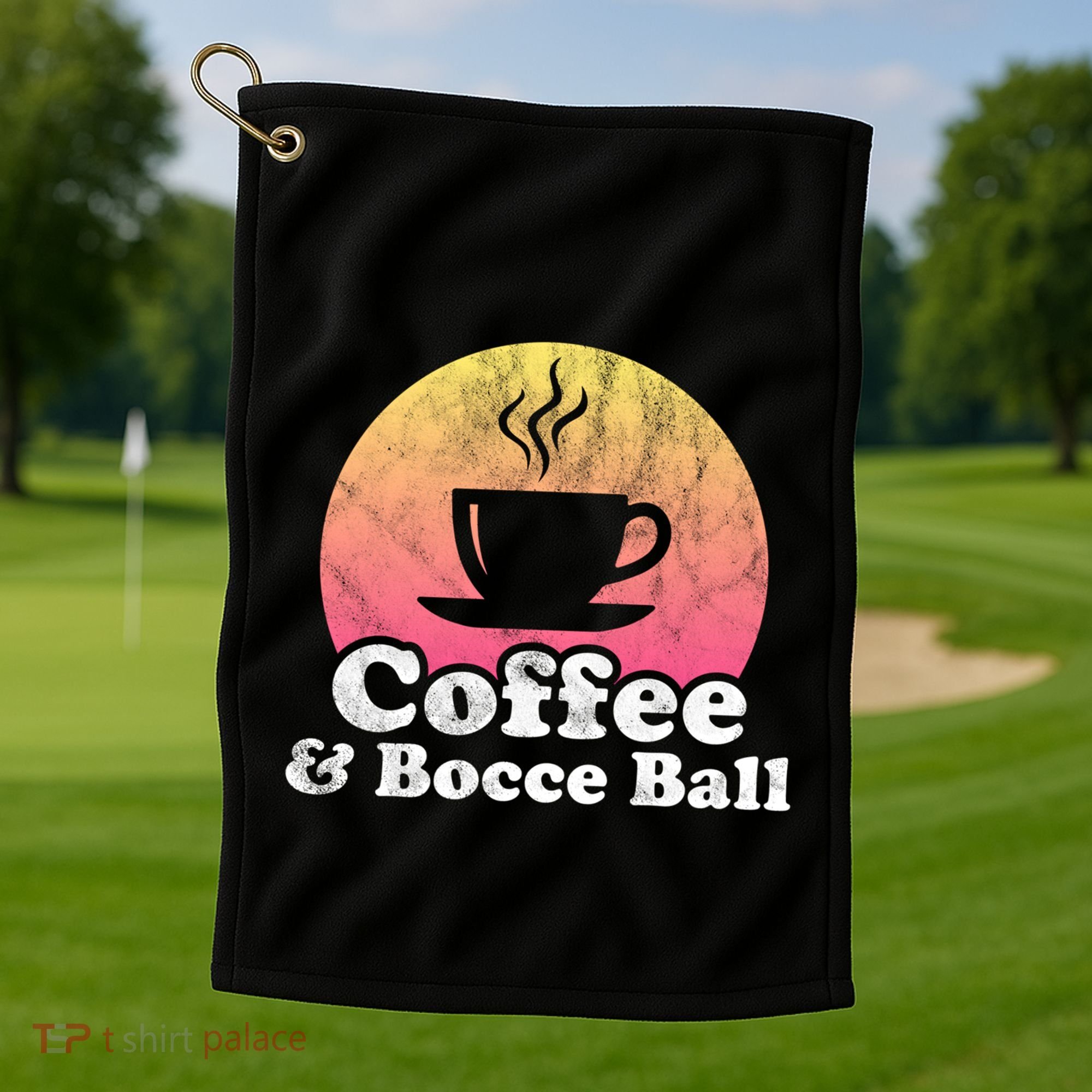 Coffee And Bocce Ball Cool Gift Golf Towel