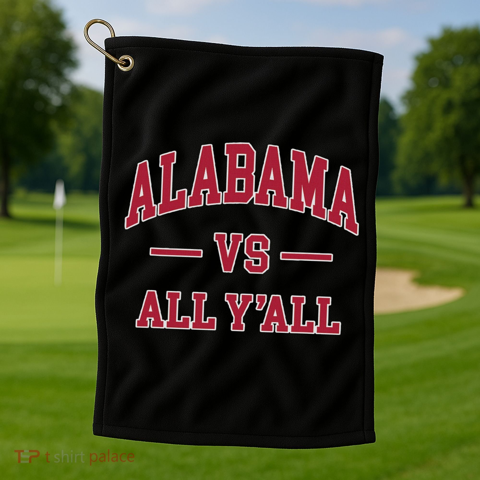 Co. Alabama ' Black Cotton Polyester Blend Modern Classic Golf Towel