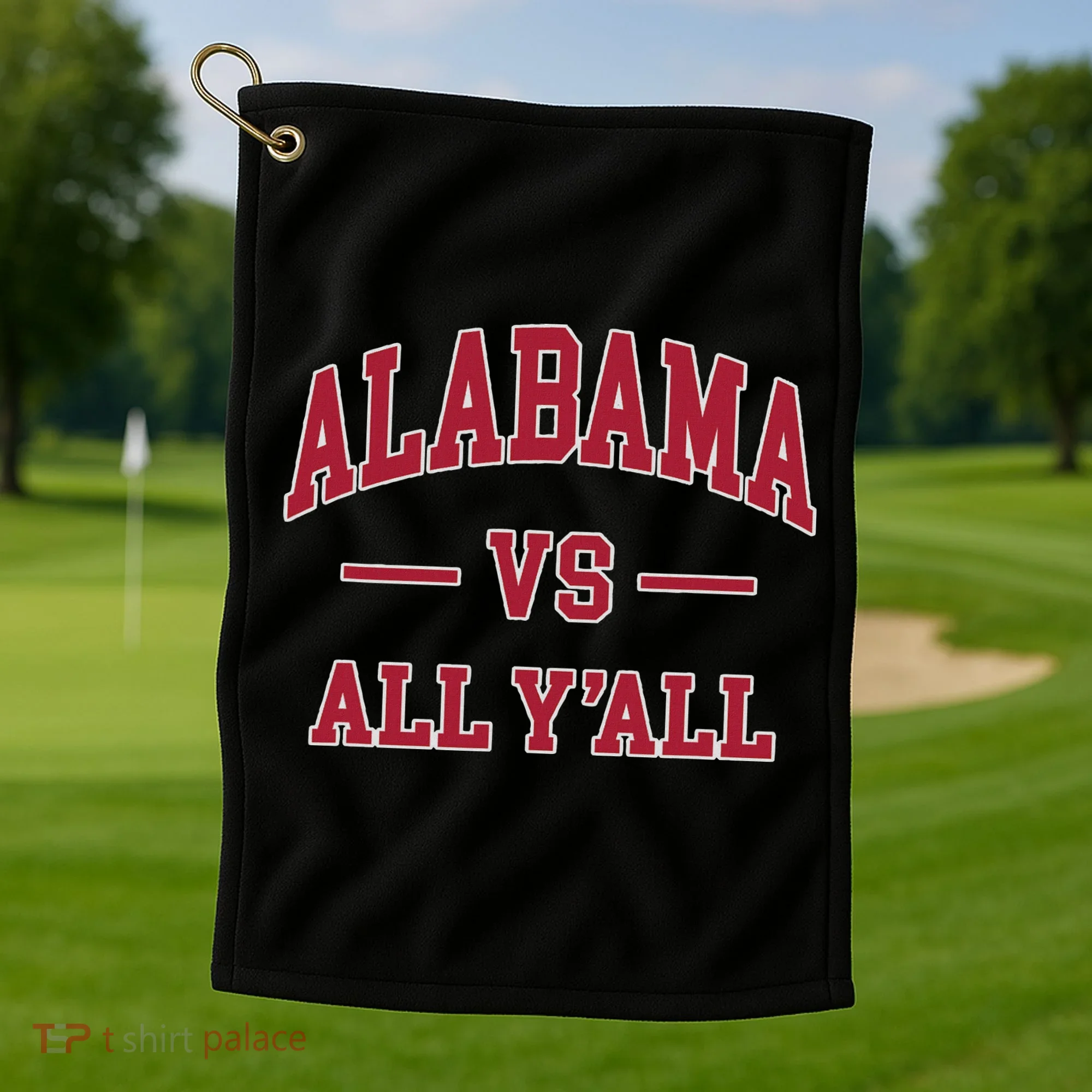 Co. Alabama ' Black Cotton Polyester Blend Modern Classic Golf Towel