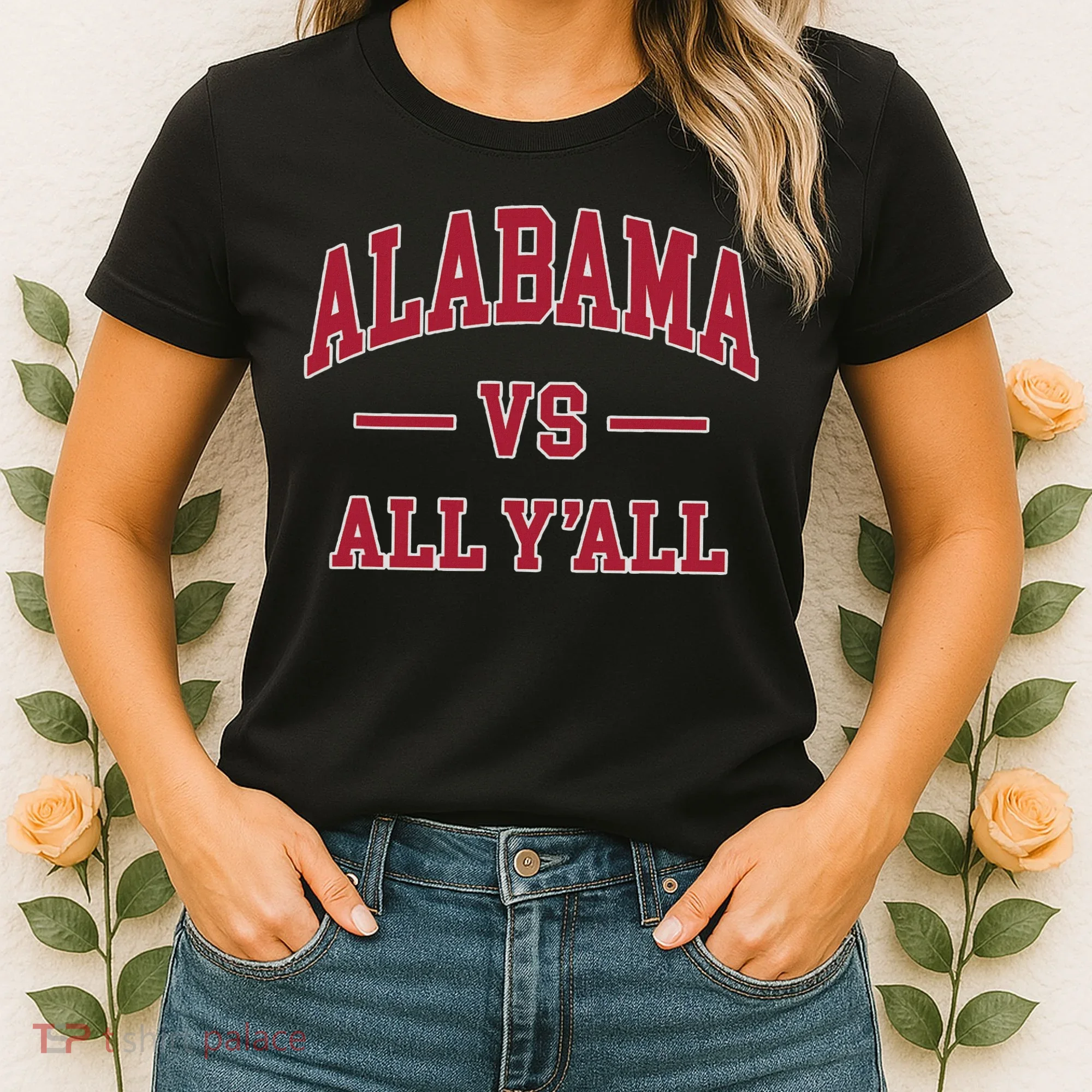 Co. Alabama ' Black Cotton Polyester Blend Modern Classic Women's T-Shirt