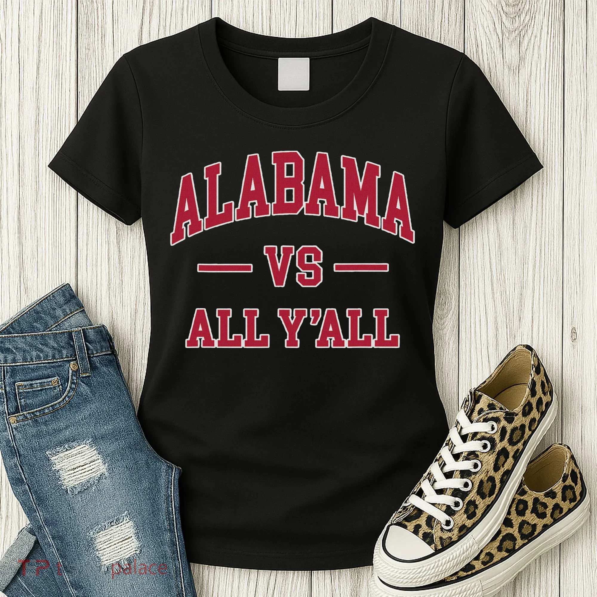 Co. Alabama ' Black Cotton Polyester Blend Modern Classic Women's T-Shirt