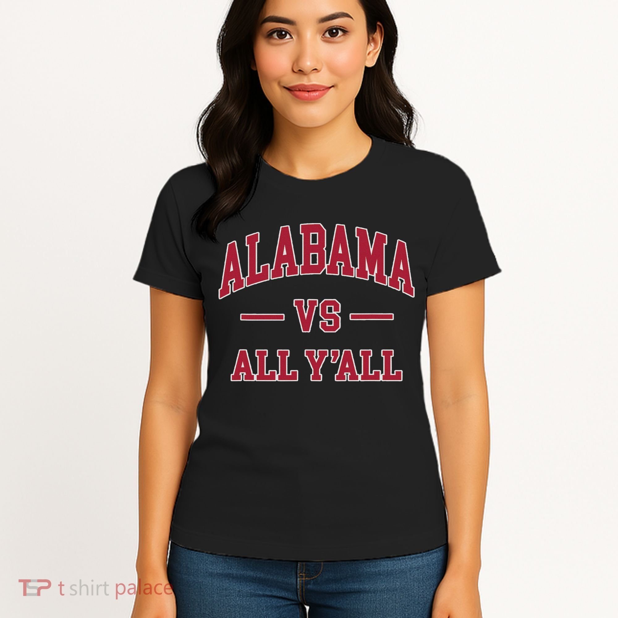 Co. Alabama ' Black Cotton Polyester Blend Modern Classic Women's T-Shirt