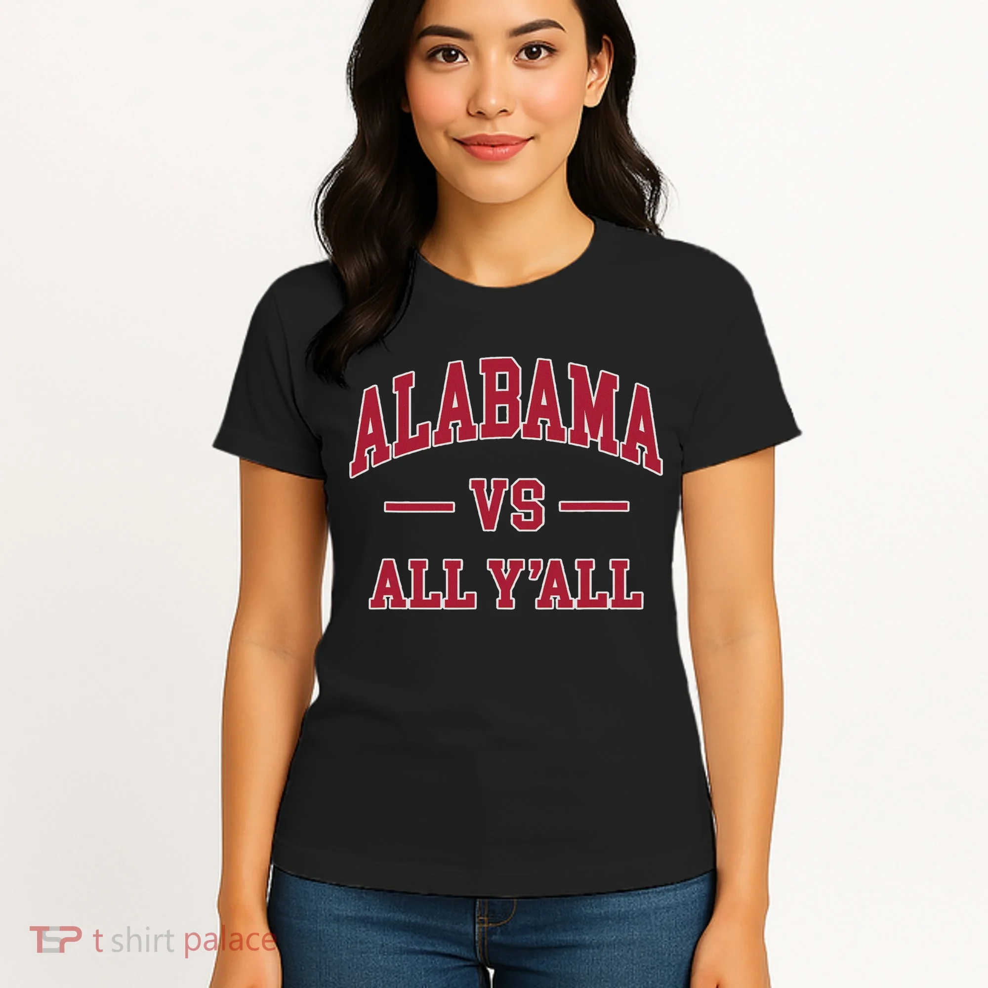 Co. Alabama ' Black Cotton Polyester Blend Modern Classic Women's T-Shirt