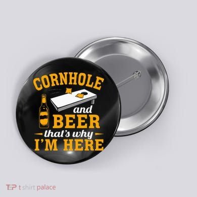 Cornhole And Beer Cornhole Player Funny Cornhole Team Button